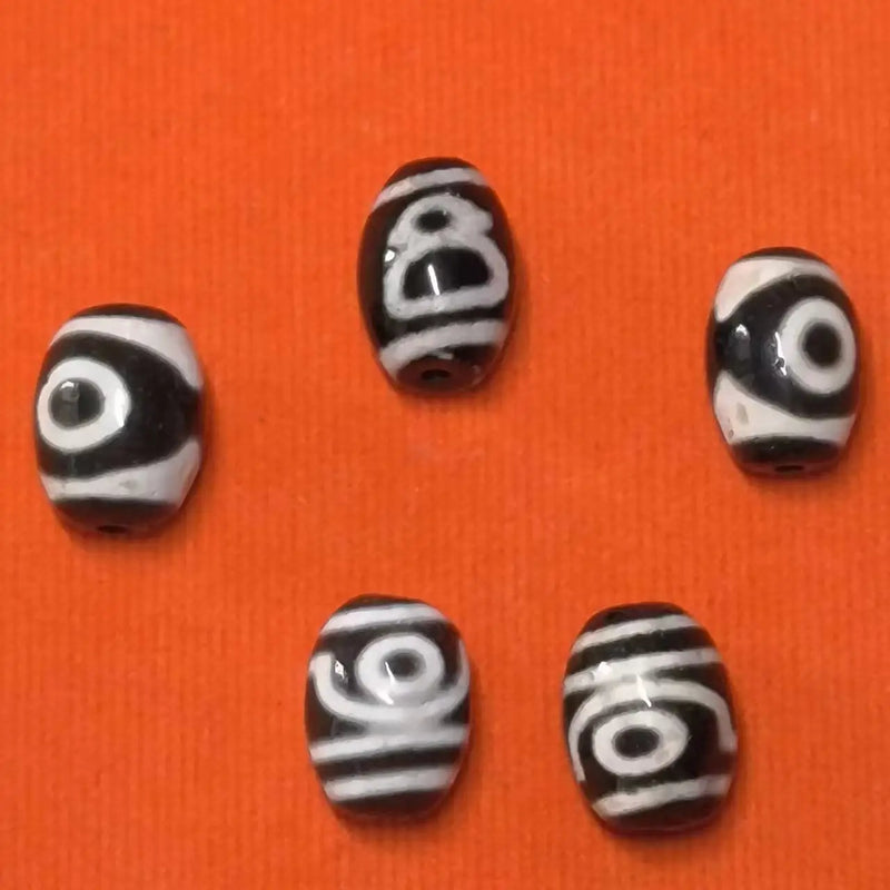 5pcs/lot Natural Two Eyes God of Wealth Agate Dzi Line Jewelry Accessories