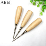 5pcs Awl Leather Hole Puncher Drill Wood Handle Stitching DIY Tailor Tools
