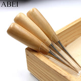 5pcs Awl Leather Hole Puncher Drill Wood Handle Stitching DIY Tailor Tools