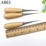 5pcs Awl Leather Hole Puncher Drill Wood Handle Stitching DIY Tailor Tools