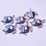 5pcs Rainbow Sea Turtle Charms 49x44mm for Jewelry Earring Crafts