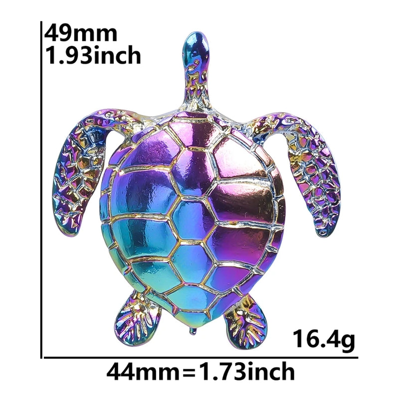 5pcs Rainbow Sea Turtle Charms 49x44mm for Jewelry Earring Crafts