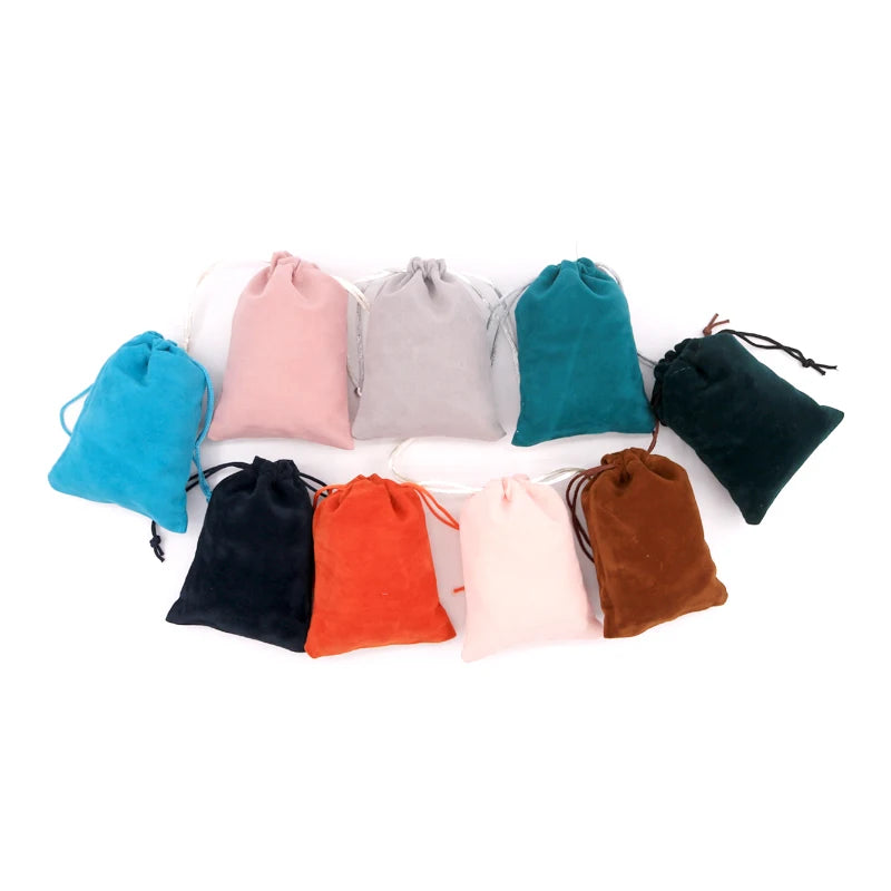 5pcs Small Velvet Bags 7x9 9x12cm Flocking Cloth Storage Bags