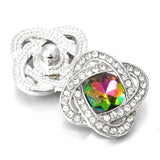 5pcs Snap Button Crystal Flower Rhinestone 18mm 20mm Metal Jewelry Fit Bracelet