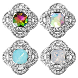5pcs Snap Button Crystal Flower Rhinestone 18mm 20mm Metal Jewelry Fit Bracelet