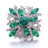 5pcs Green Crystal Flower Heart 18mm Snap Buttons DIY