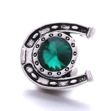 5pcs Green Crystal Flower Heart 18mm Snap Buttons DIY