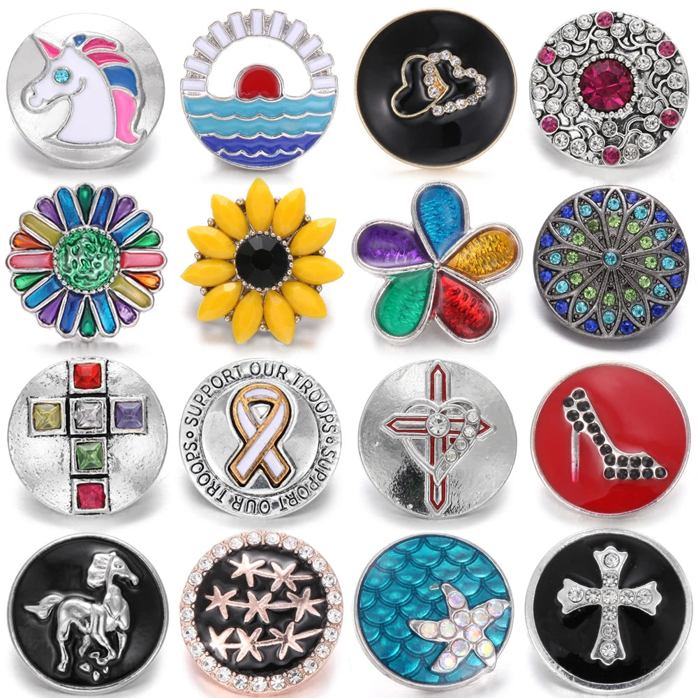 5pcs Vintage Rhinestone Snap Buttons for Leather Snap Bracelet