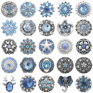 5pcs Snap Jewelry 18mm Light Rhinestone Flower Snap Buttons