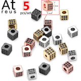 5pcs Square CZ Spacer Beads Copper DIY Bracelet Jewelry Finding
