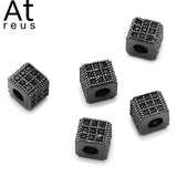 5pcs Square CZ Spacer Beads Copper DIY Bracelet Jewelry Finding