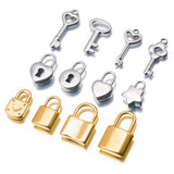 5pcs Stainless Steel Heart Lock Key Charms Couple Neck Pendants
