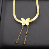 5pcs Stainless Steel 18K Butterfly Tassel Ball Necklace Chain for Women