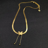 5pcs Stainless Steel 18K Butterfly Tassel Ball Necklace Chain for Women