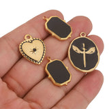 5pcs Stainless Steel Enamel Heart Square Charms DIY Jewelry Making Supplies