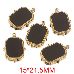 5pcs Stainless Steel Enamel Heart Square Charms DIY Jewelry Making Supplies