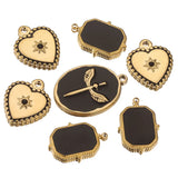 5pcs Stainless Steel Enamel Heart Square Charms DIY Jewelry Making Supplies