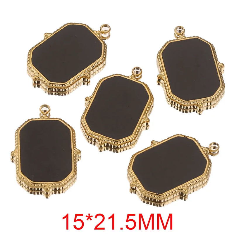 5pcs Stainless Steel Enamel Heart Square Charms DIY Jewelry Making Supplies