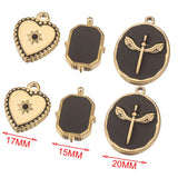 5pcs Stainless Steel Enamel Heart Square Charms DIY Jewelry Making Supplies