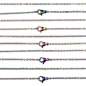 5pcs Stainless Steel Chains Rainbow/Silver Link Necklace Jewelry Making
