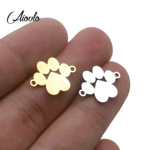 5pcs Stainless Steel Bear Dog Paw Charms Jewelry Findings