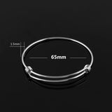5pcs Stainless Steel DIY Charm Bangle 65mm Supplies Adjustable Wire Bangle