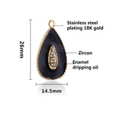 5pcs Enamel Water Drop Charms for DIY Jewelry Making
