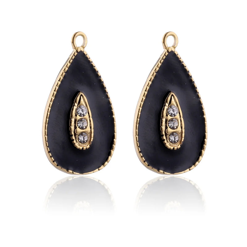 5pcs Enamel Water Drop Charms for DIY Jewelry Making