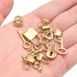 5pcs Stainless Steel Lock Key Charms Couple Love Pendants Diy Hip Hop Jewelry
