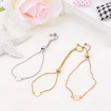 Stainless Steel Heart Bracelet Blank For Engraving Adjustable Box Chain