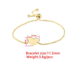 Stainless Steel Heart Bracelet Blank For Engraving Adjustable Box Chain