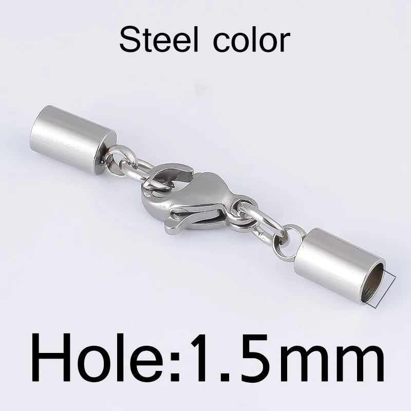 5pcs Stainless Steel Lobster Clasp Leather Crimp End Caps for DIY Bracelet