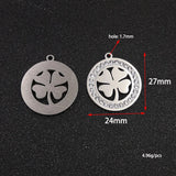 5pcs Stainless Steel Lucky Four-leaf Clover Charms with Rhinestones