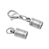 5pcs Stainless Steel Necklace Tassel Round Leather Cord Crimps End Caps