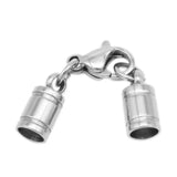 5pcs Stainless Steel Necklace Tassel Round Leather Cord Crimps End Caps