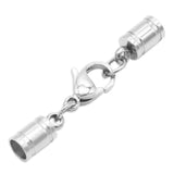 5pcs Stainless Steel Necklace Tassel Round Leather Cord Crimps End Caps