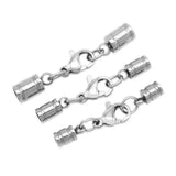 5pcs Stainless Steel Necklace Tassel Round Leather Cord Crimps End Caps