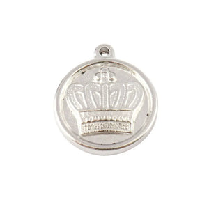 5pcs Stainless Steel Round Coin Crown Pendants DIY Jewelry Findings