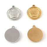 5pcs Stainless Steel Round Coin Crown Pendants DIY Jewelry Findings