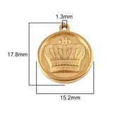 5pcs Stainless Steel Round Coin Crown Pendants DIY Jewelry Findings