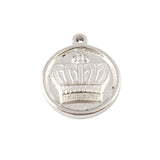 5pcs Stainless Steel Round Coin Crown Pendants DIY Jewelry Findings