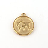 5pcs Stainless Steel Round Map Charms for DIY Jewelry