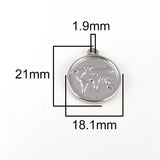 5pcs Stainless Steel Round Map Charms for DIY Jewelry