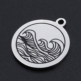 5pcs Stainless Steel Sea Wave Pendant Bracelet Charms