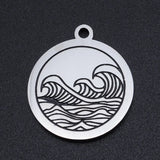 5pcs Stainless Steel Sea Wave Pendant Bracelet Charms