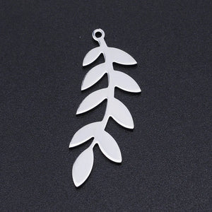 5pcs Stainless Steel Willow Leaf Pendant Bracelet Charms