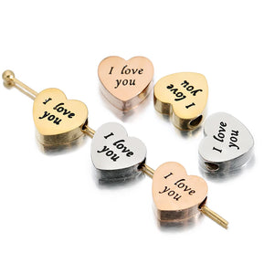 5pcs Surgical Steel Heart Bead Spacer Beads for Jewelry Making