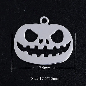 5pcs Titanium Stainless Steel Pumpkin Lantern Charms 17.5x15mm
