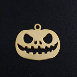 5pcs Titanium Stainless Steel Pumpkin Lantern Charms 17.5x15mm