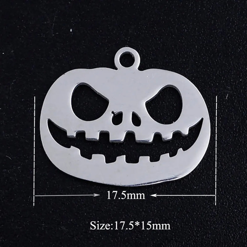5pcs Titanium Stainless Steel Pumpkin Lantern Charms 17.5x15mm